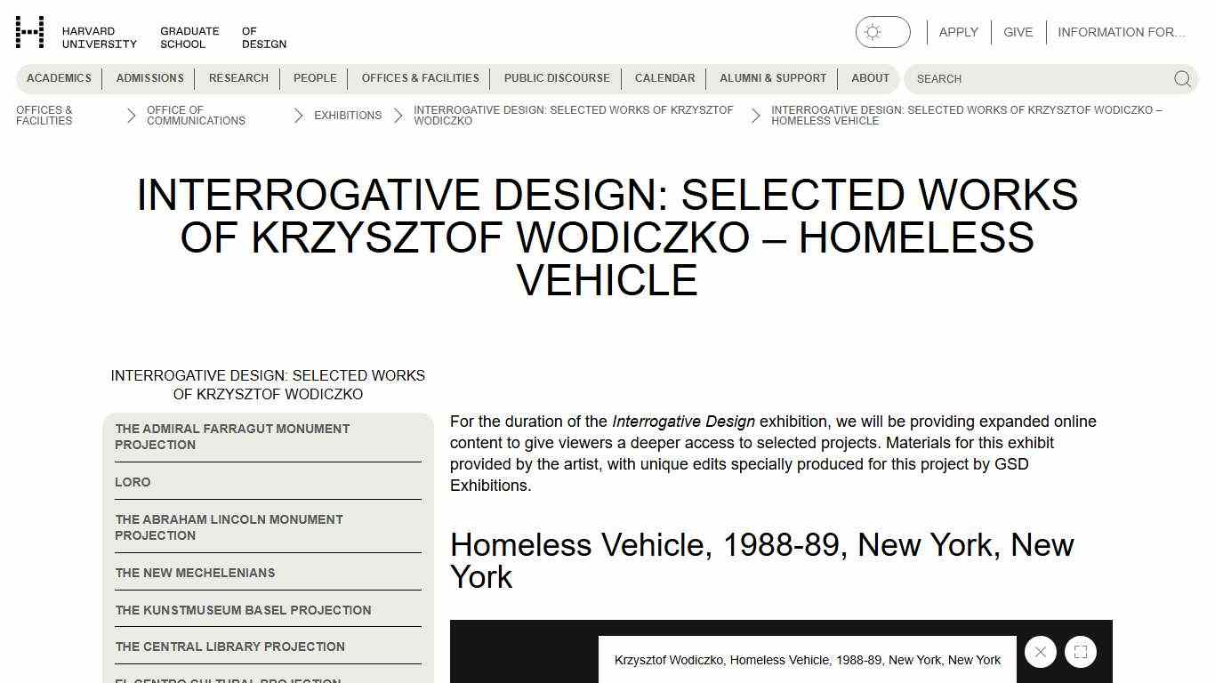 Interrogative Design: Selected Works of Krzysztof Wodiczko - Homeless Vehicle - Harvard Graduate School of Design
